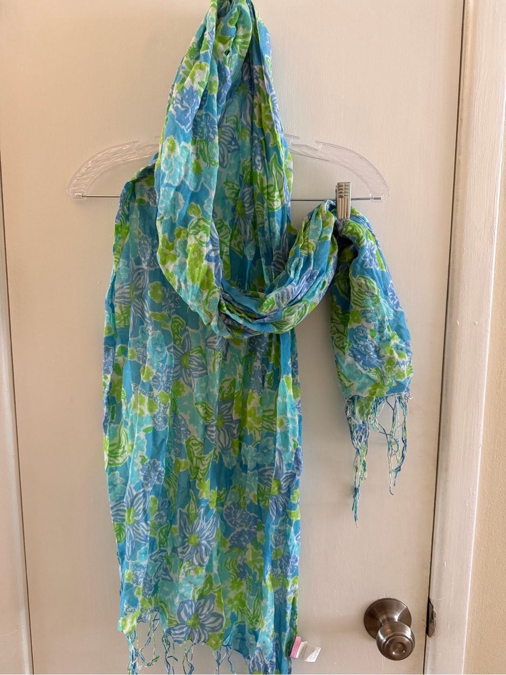 Lilly Pulitzer Lightweight Blue & Green Floral Scarf - Women Accessories